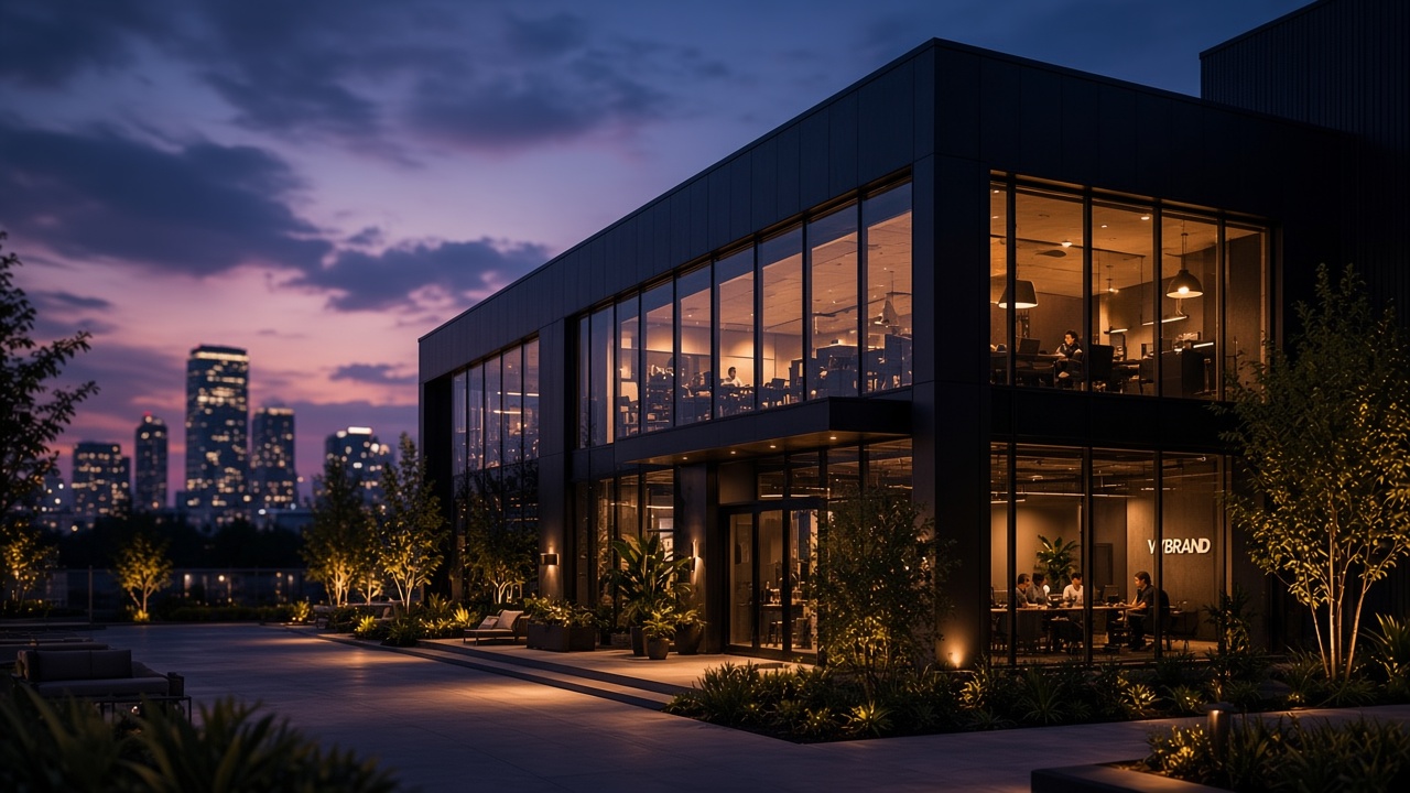 VYBRAND studio exterior at dusk