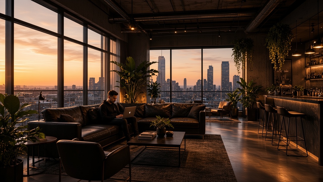 VYBRAND lounge at dusk